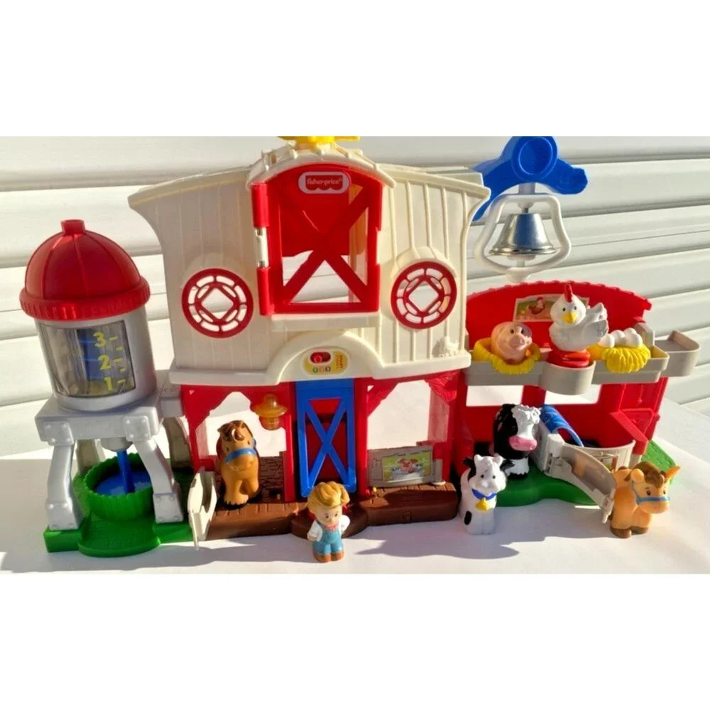 Fisher-Price Little People Stages Red Farm Playset W Sound & Lights + 7 Figures!